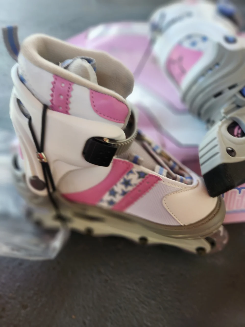 Kids Adjustable Pink and White Inline Skates
